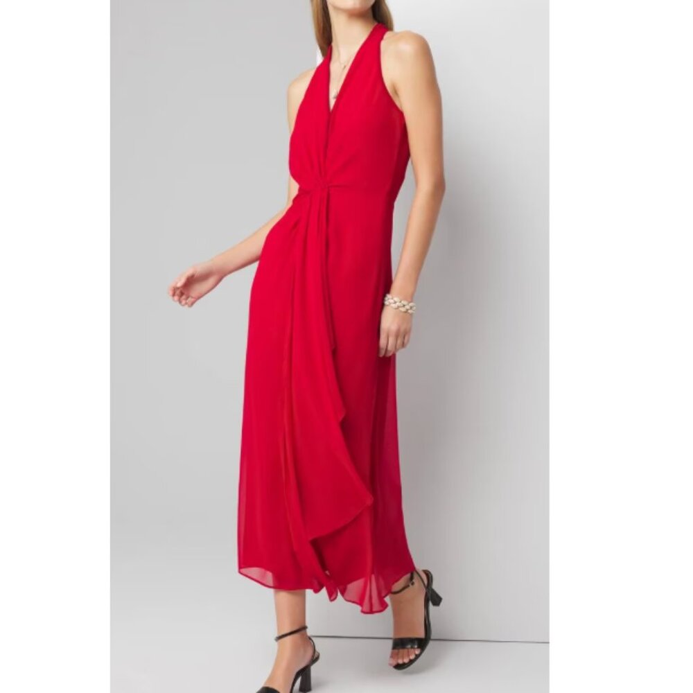 NWT WHBM gorgeous Red Sleeveless Chiffon Ruffle Dress Sz 0